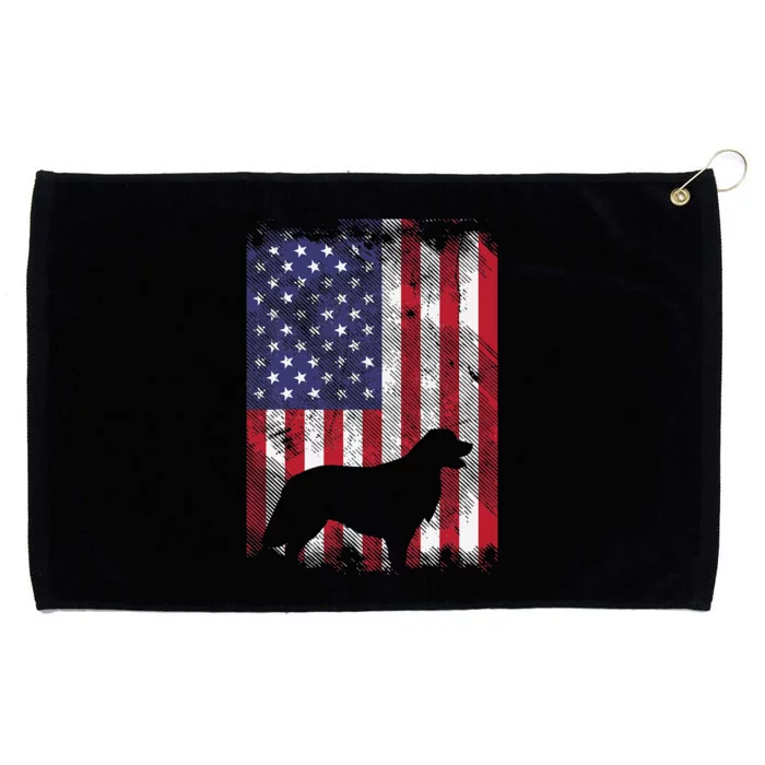 America Flag Golden Retriever 4th Of July US Patriotic Dog Grommeted Golf Towel