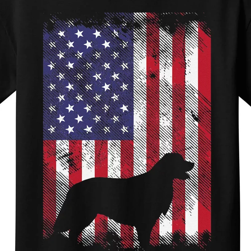 America Flag Golden Retriever 4th Of July US Patriotic Dog Kids T-Shirt