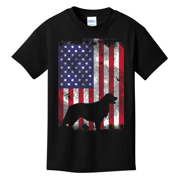 America Flag Golden Retriever 4th Of July US Patriotic Dog Kids T-Shirt