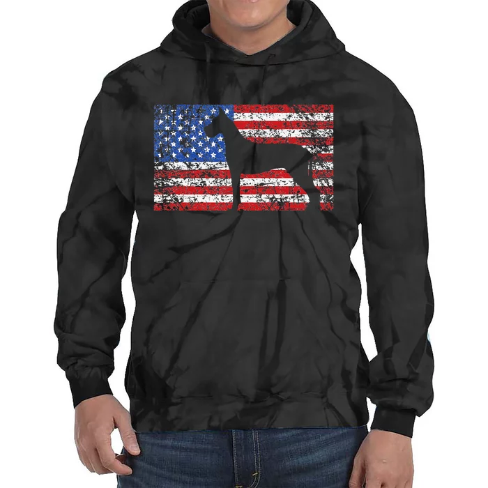 American Flag Great Dane Dog 4th of July USA Gift Tie Dye Hoodie