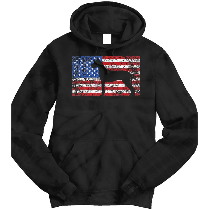 American Flag Great Dane Dog 4th of July USA Gift Tie Dye Hoodie