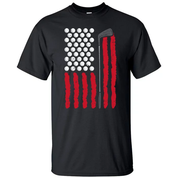 American Flag Golf Balls And Club Vintage Golfing Golfer Tall T-Shirt