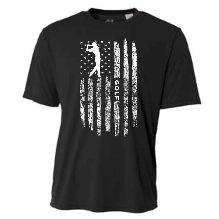 American Flag Golf Clothing Golfer Vintage Golf Cooling Performance Crew T-Shirt