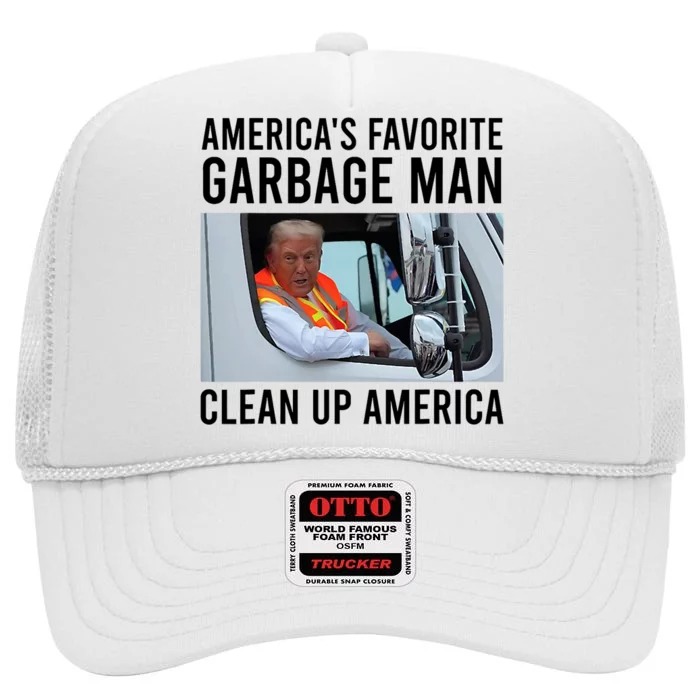 AmericaS Favorite Garbage Man Clean Up America High Crown Mesh Trucker Hat