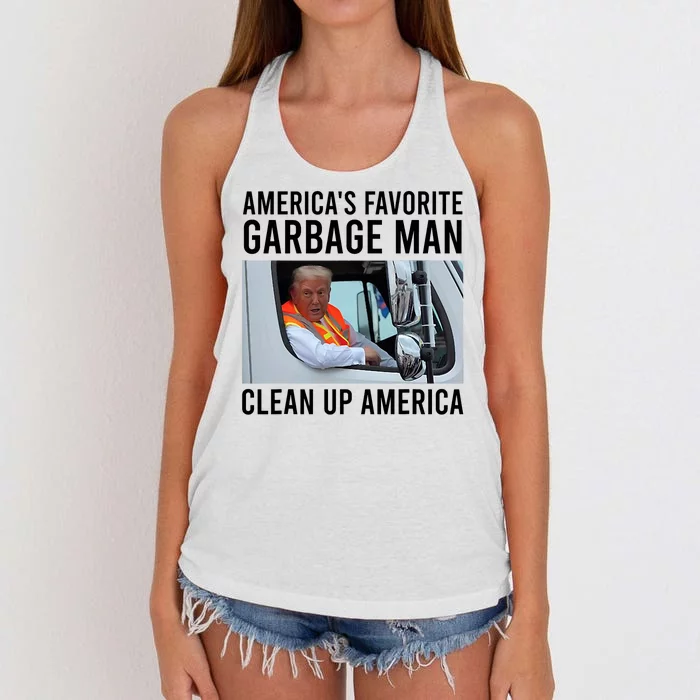 AmericaS Favorite Garbage Man Clean Up America Women's Knotted Racerback Tank