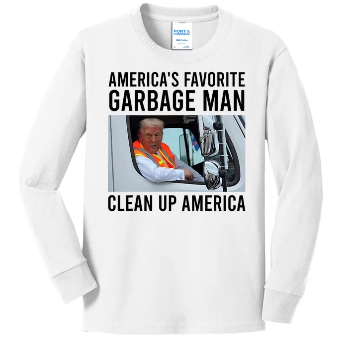 AmericaS Favorite Garbage Man Clean Up America Kids Long Sleeve Shirt