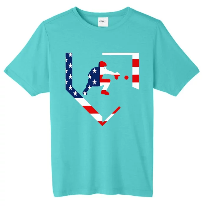 American Flag Graphic Baseball Catcher Gear Baseballin ChromaSoft Performance T-Shirt