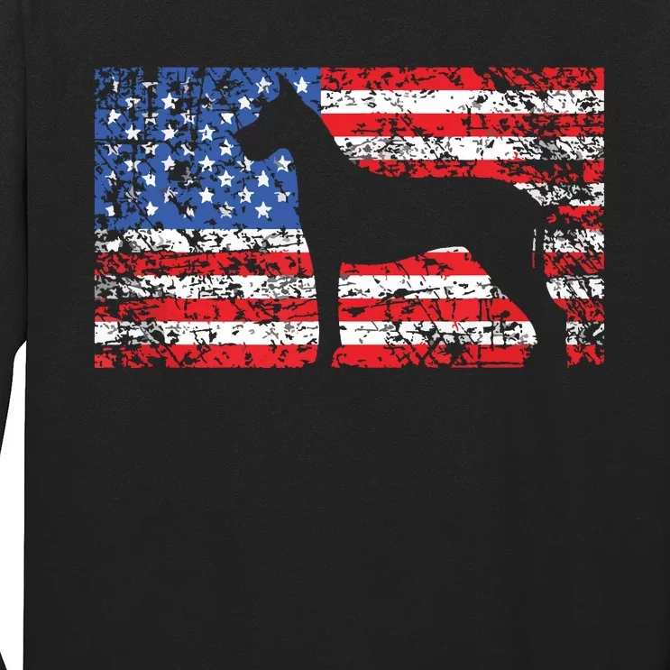 American Flag Great Dane Dog 4th Of July USA Gift Long Sleeve Shirt