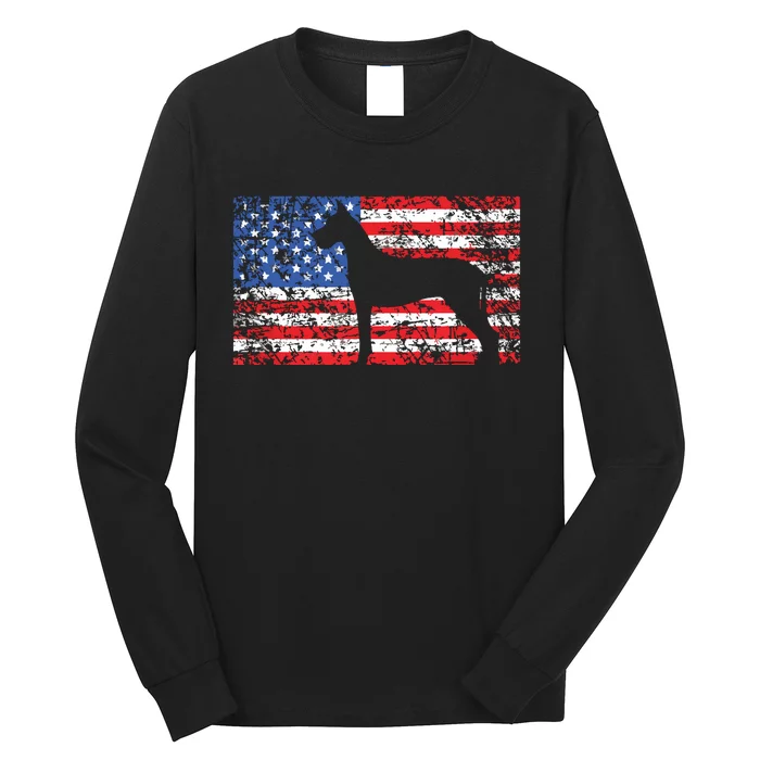 American Flag Great Dane Dog 4th Of July USA Gift Long Sleeve Shirt