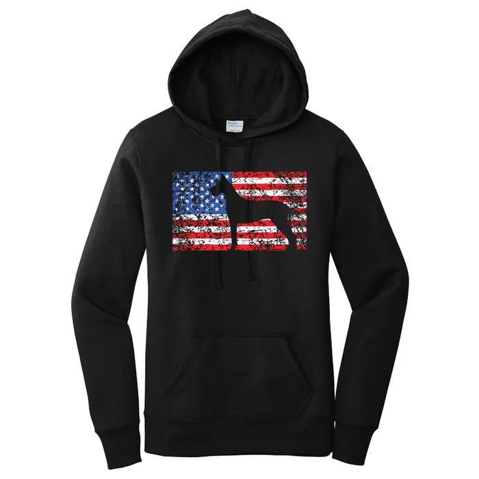 American Flag Great Dane Dog 4th Of July USA Gift Women's Pullover Hoodie