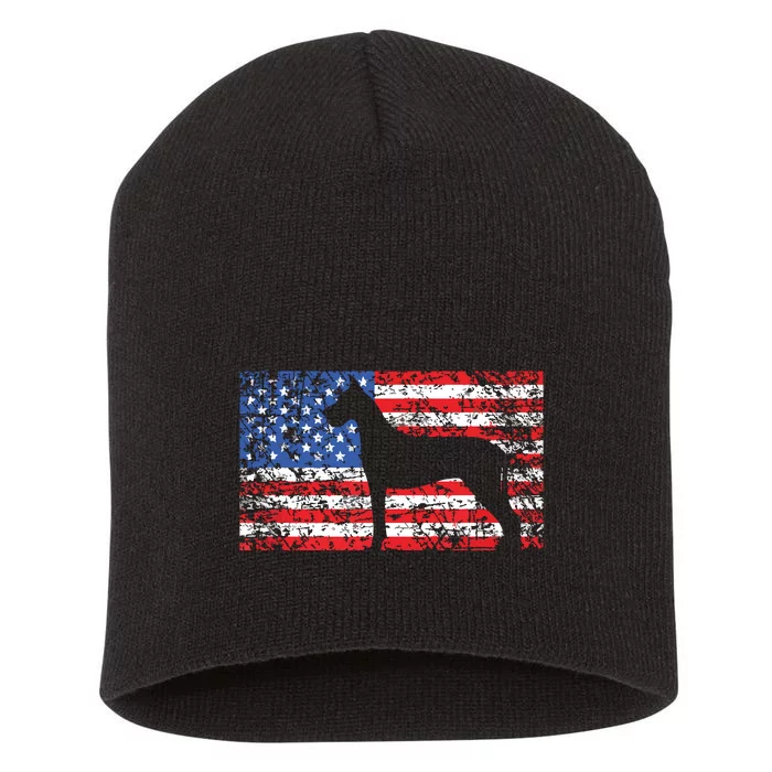 American Flag Great Dane Dog 4th Of July USA Gift Short Acrylic Beanie