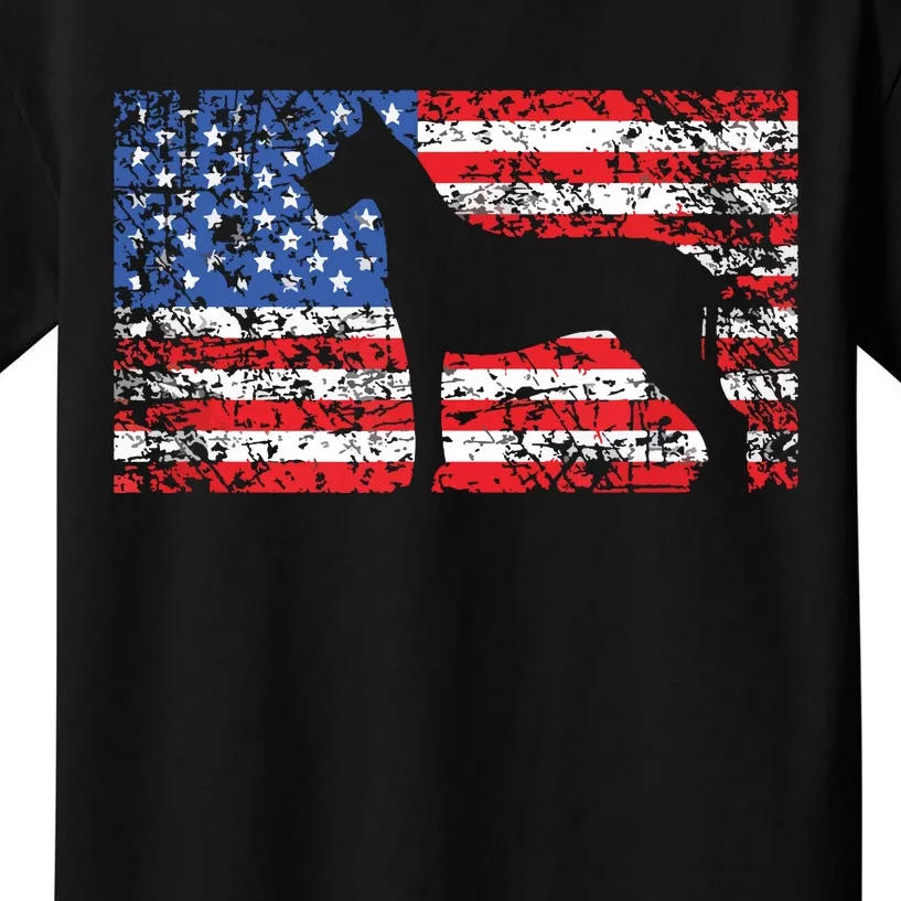 American Flag Great Dane Dog 4th Of July USA Gift Kids T-Shirt