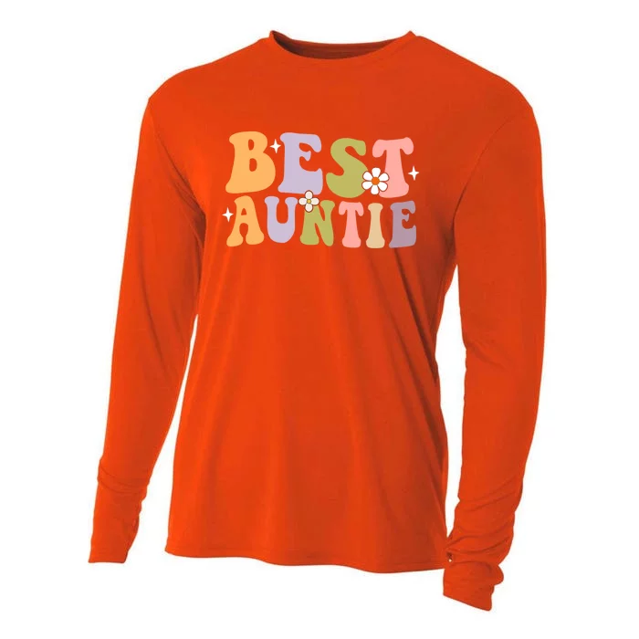 Auntie Funny Gift Best Auntie Ever Auntie Groovy Aunt Gift Cooling Performance Long Sleeve Crew