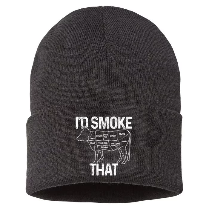 A Funny Gift For Bbq Cook Lovers I'd Smoke That Cow Beef Sustainable Knit Beanie