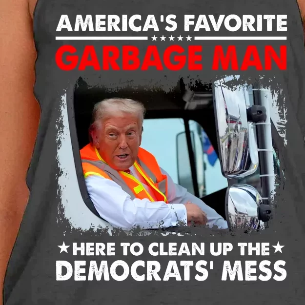 Americas Favorite Garbage Man Here To Clean Up The Democrats Mess Trump 2024 Women's Knotted Racerback Tank