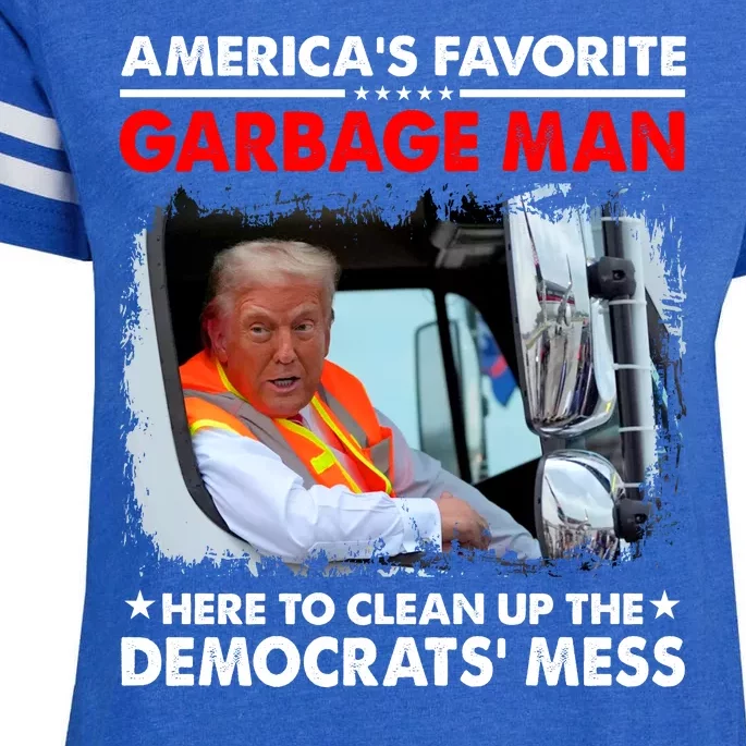 Americas Favorite Garbage Man Here To Clean Up The Democrats Mess Trump 2024 Enza Ladies Jersey Football T-Shirt