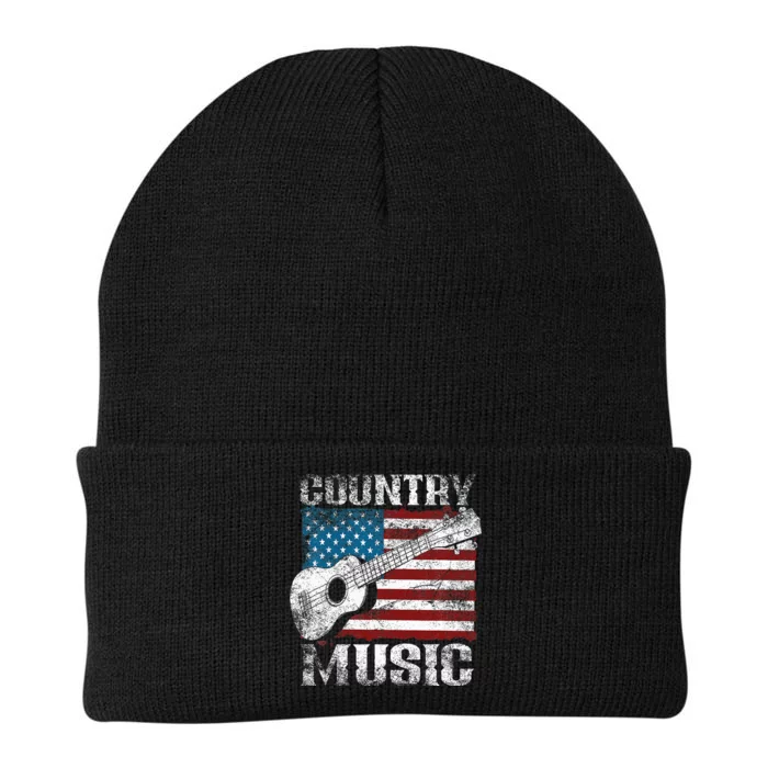 American Flag Guitar Player Funny Country Music Lover Knit Cap Winter Beanie