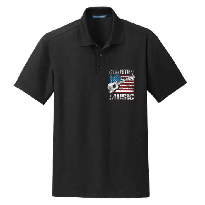 American Flag Guitar Player Funny Country Music Lover Dry Zone Grid Performance Polo