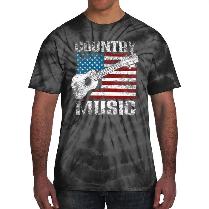 American Flag Guitar Player Funny Country Music Lover Tie-Dye T-Shirt