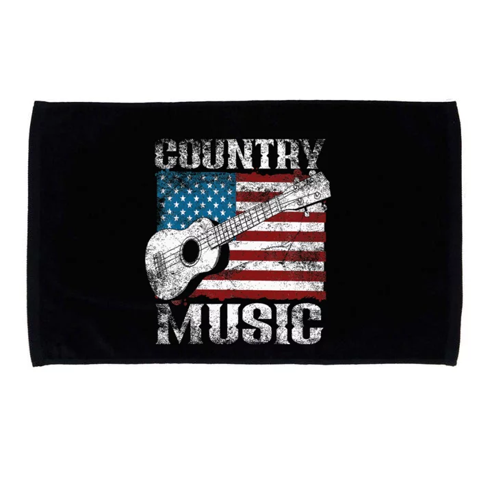 American Flag Guitar Player Funny Country Music Lover Microfiber Hand Towel