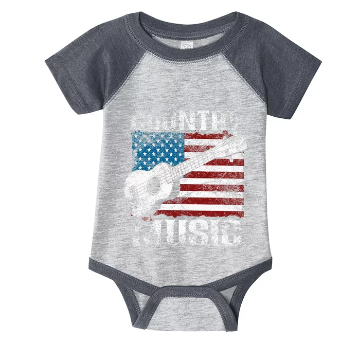 American Flag Guitar Player Funny Country Music Lover Infant Baby Jersey Bodysuit