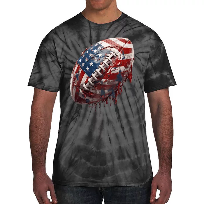 American Football Gifts Usa Flag American Football Us Flag Tie-Dye T-Shirt