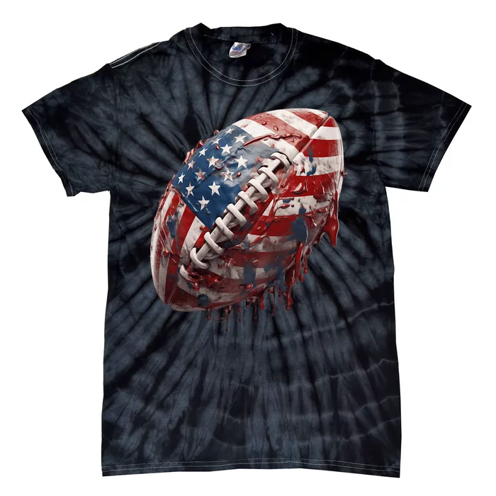 American Football Gifts Usa Flag American Football Us Flag Tie-Dye T-Shirt