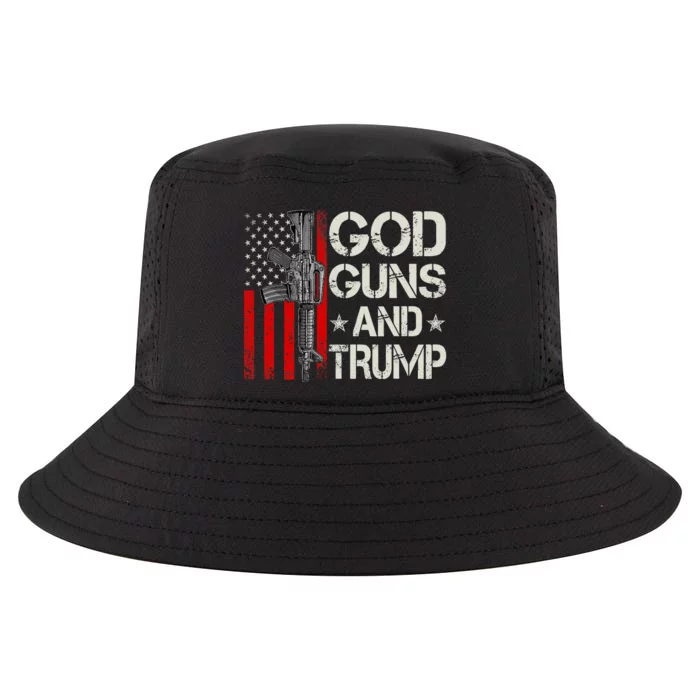 American Flag God Guns & Trump 2nd Amendment Cool Comfort Performance Bucket Hat