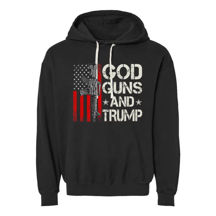 American Flag God Guns & Trump 2nd Amendment Garment-Dyed Fleece Hoodie