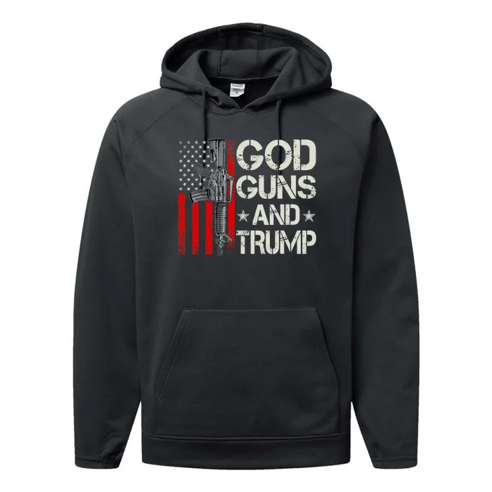 American Flag God Guns & Trump 2nd Amendment Performance Fleece Hoodie