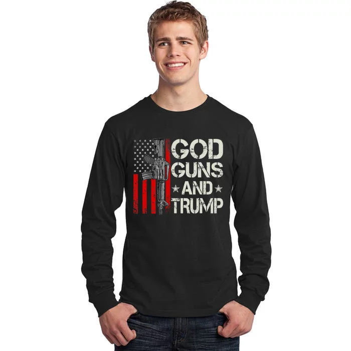 American Flag God Guns & Trump 2nd Amendment Tall Long Sleeve T-Shirt