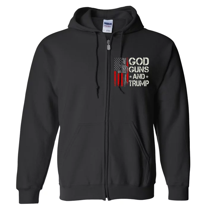 American Flag God Guns & Trump 2nd Amendment Full Zip Hoodie