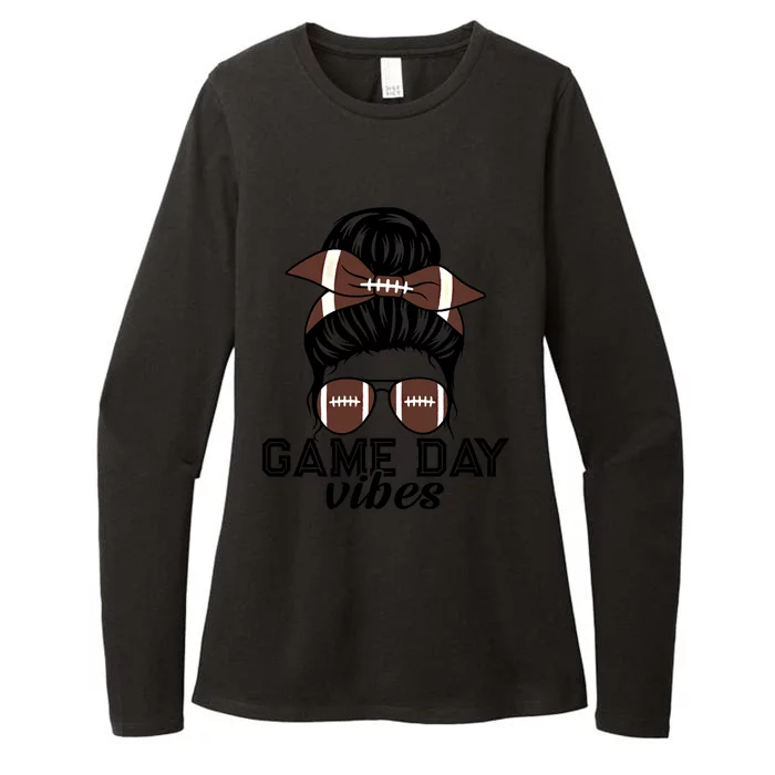 American Football Game Day Messy Bun Football Lovers Mom Gift Womens CVC Long Sleeve Shirt