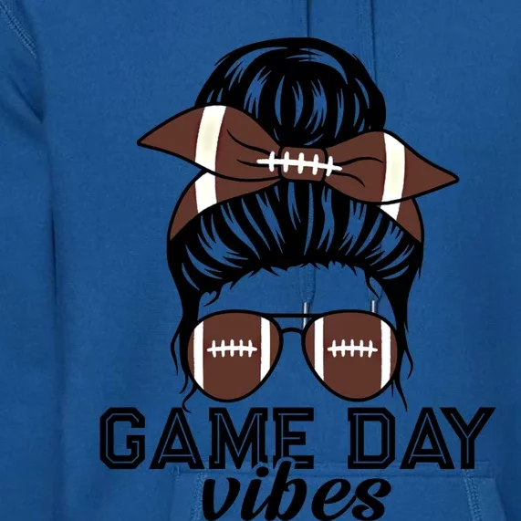 American Football Game Day Messy Bun Football Lovers Mom Gift Premium Hoodie