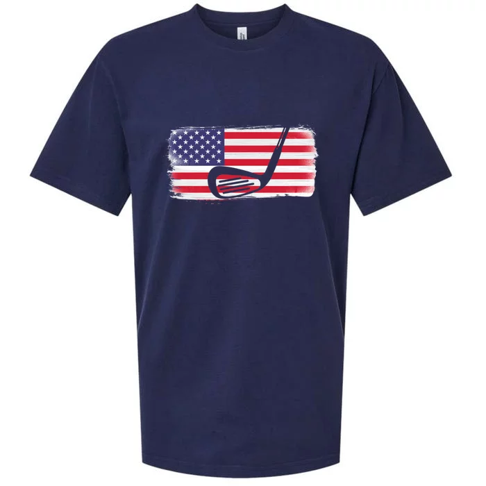 American Flag Golf Gift For Father's Day Sueded Cloud Jersey T-Shirt