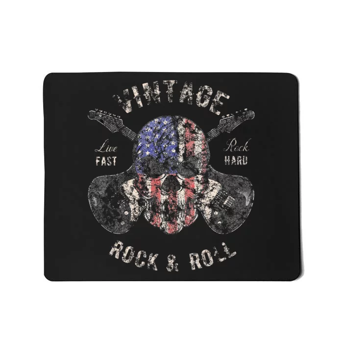 American Flag Guitar Vintage Rock and Roll Skull Guitarist Mousepad