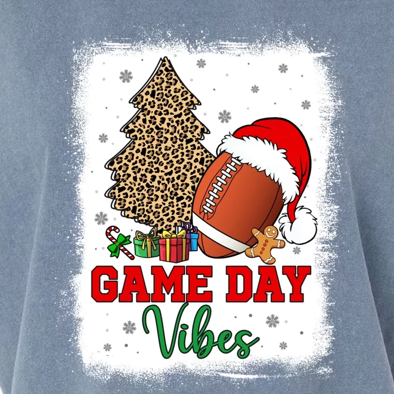 America Football Game Day Vibes Leopard Football Santa Hat Gift Garment-Dyed Women's Muscle Tee