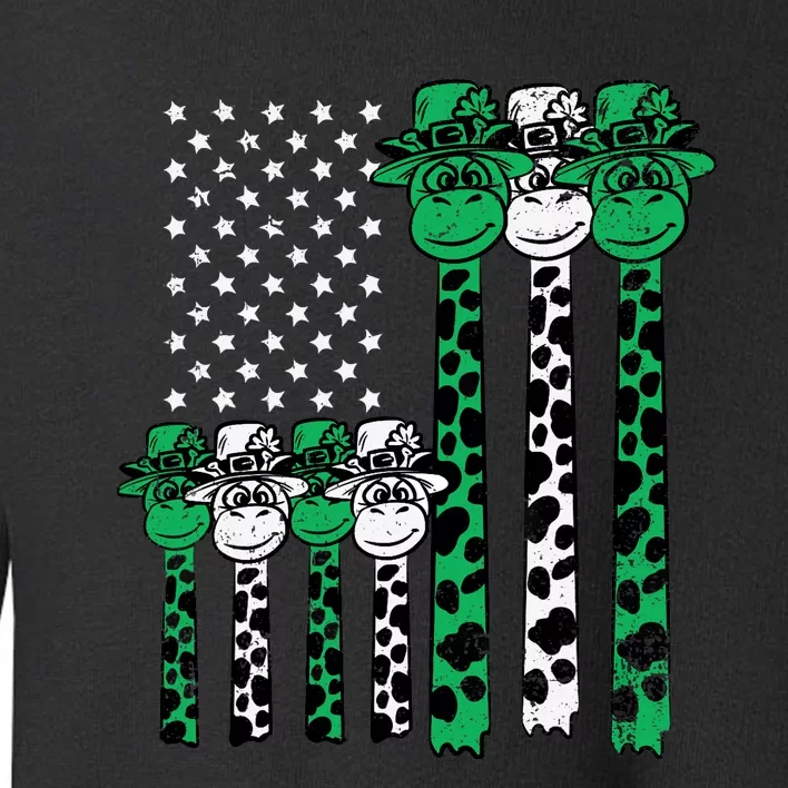 American Flag Giraffe St Patricks Day Funny Animal Shamrock Toddler Sweatshirt