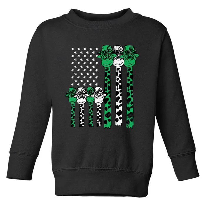 American Flag Giraffe St Patricks Day Funny Animal Shamrock Toddler Sweatshirt