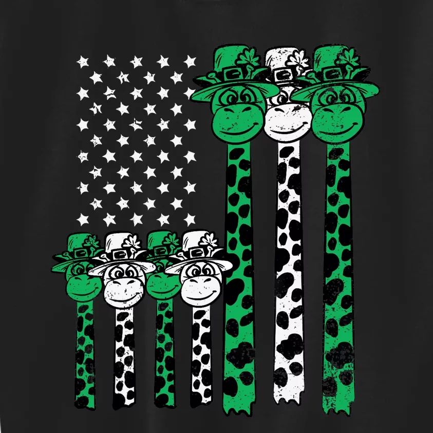 American Flag Giraffe St Patricks Day Funny Animal Shamrock Kids Sweatshirt