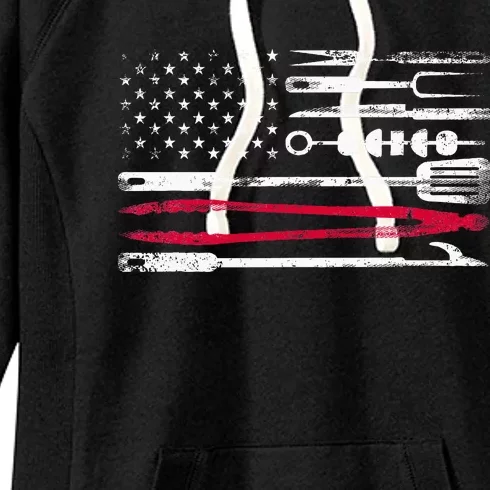 American Flag Grilling Tools Bbq Grill Barbecue Tool Women's Fleece Hoodie