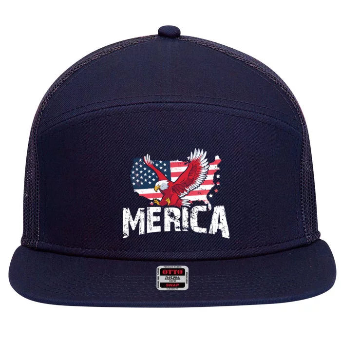 America Funny Gift 7 Panel Mesh Trucker Snapback Hat