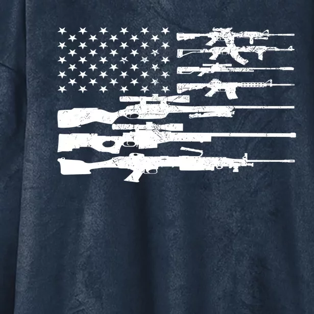 American Flag Gun Patriot Hooded Wearable Blanket