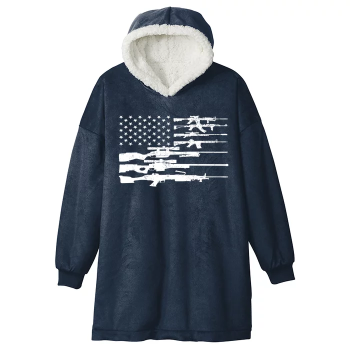 American Flag Gun Patriot Hooded Wearable Blanket