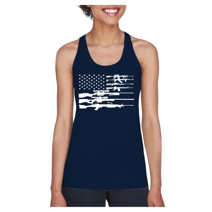 American Flag Gun Patriot Women's Racerback Tank