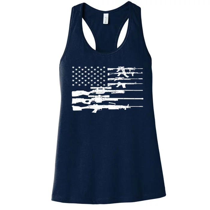 American Flag Gun Patriot Women's Racerback Tank