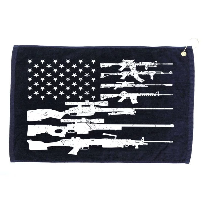 American Flag Gun Patriot Grommeted Golf Towel