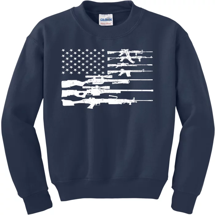 American Flag Gun Patriot Kids Sweatshirt