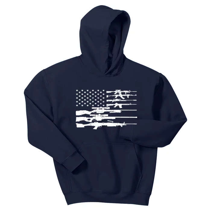 American Flag Gun Patriot Kids Hoodie