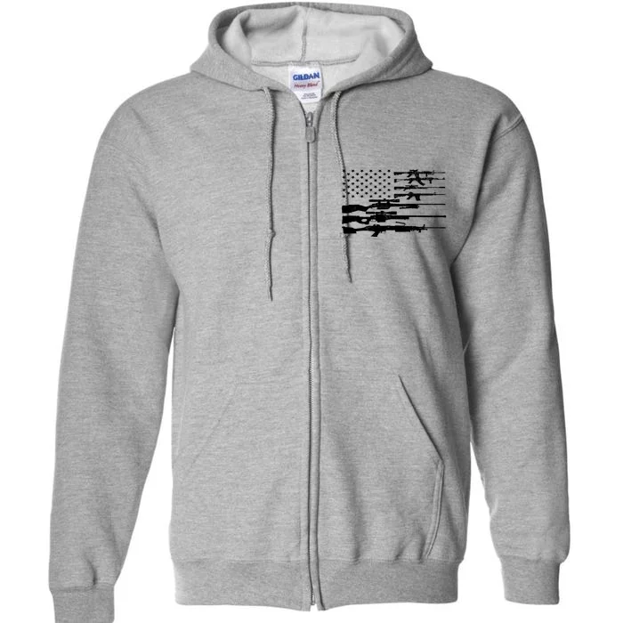 American Flag Gun Patriot Full Zip Hoodie